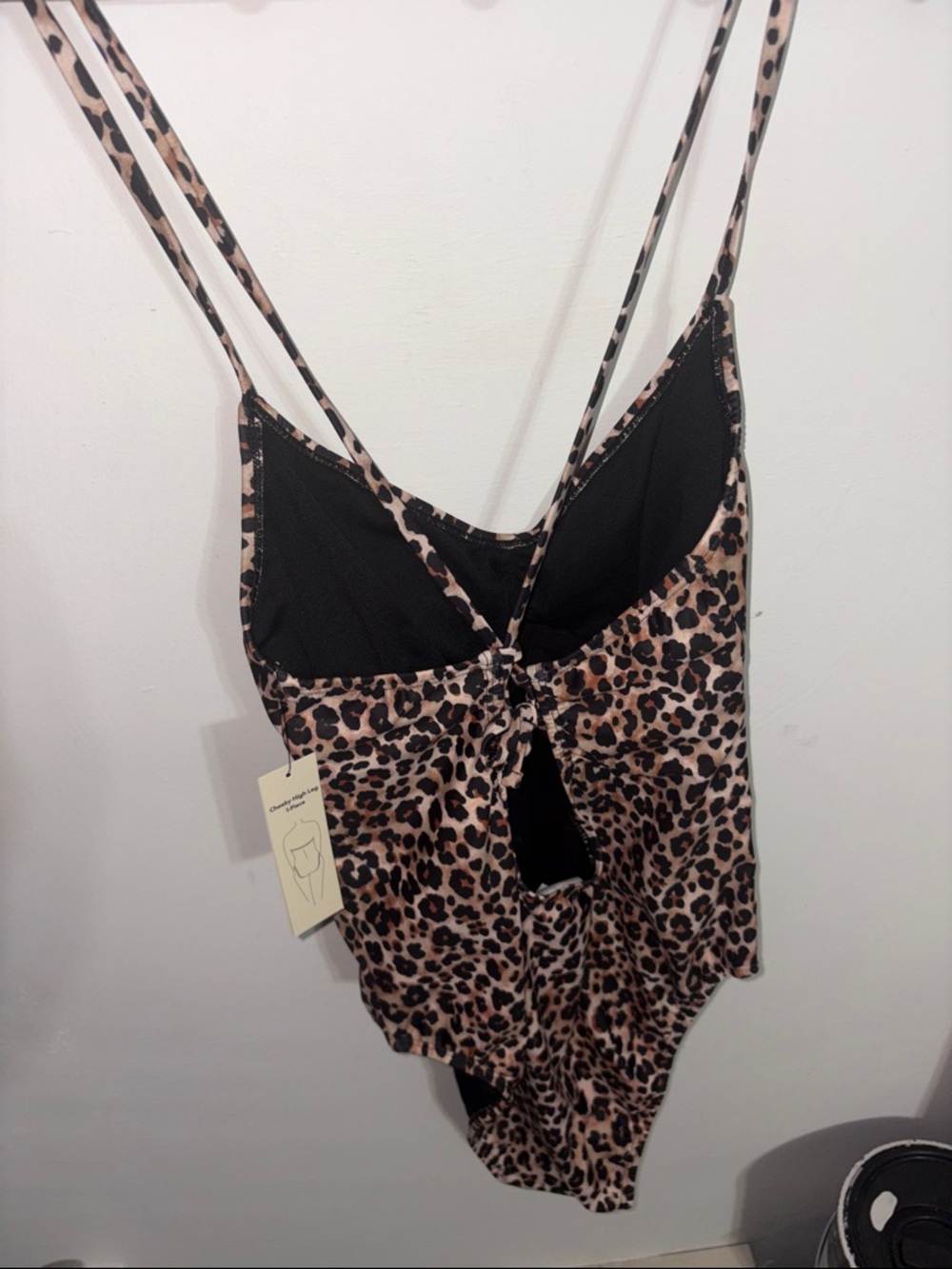 No Boundaries Leopard Print One-Piece Swimsuit - Black/Tan